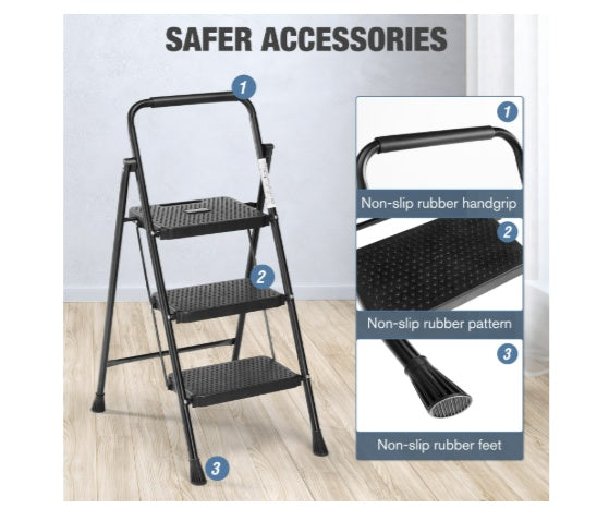 Household 3-Layer Portable Step Ladder – Foldable, Stable & Safe