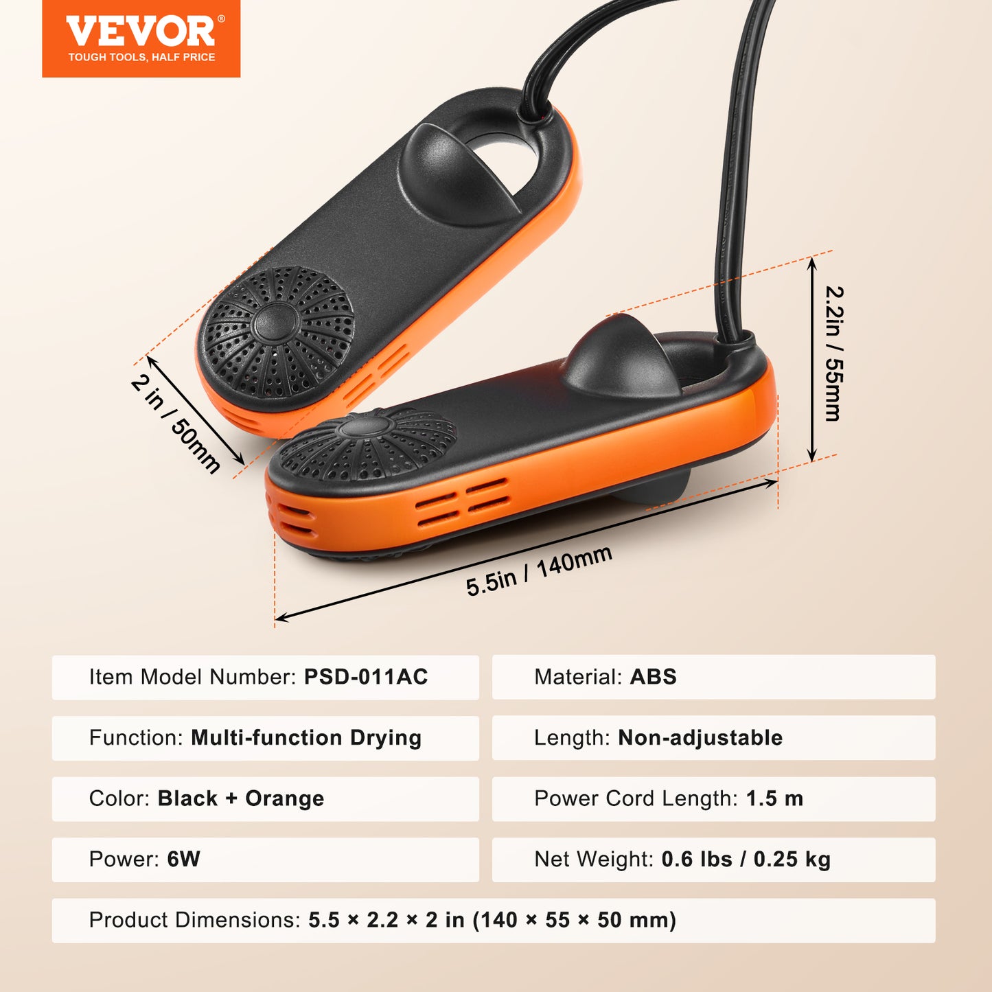 VEVOR Portable Boot & Shoe Dryer – Auto Temperature Control for Winter, Rainy Seasons & Travel
