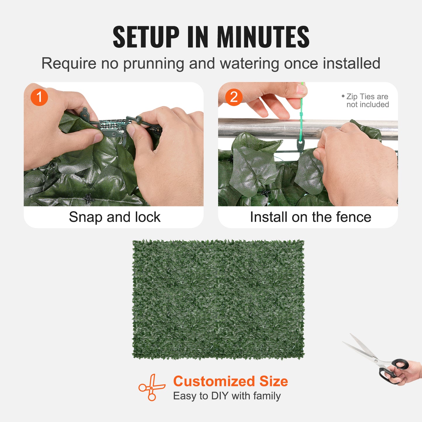 VEVOR Artificial Ivy Privacy Fence Panel – 96” x 72” Green Wall Screen for Garden, Balcony & Yard