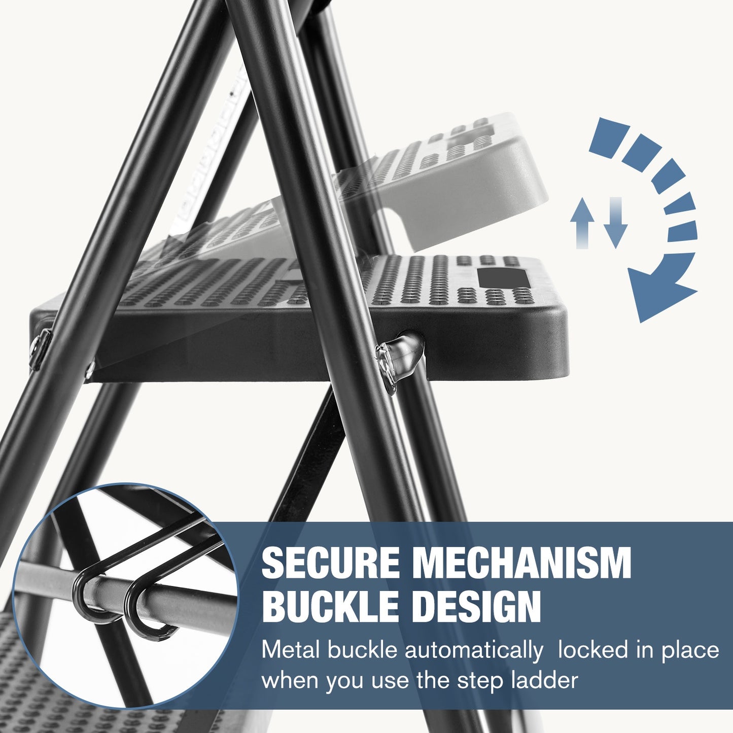 Household 3-Layer Portable Step Ladder – Foldable, Stable & Safe