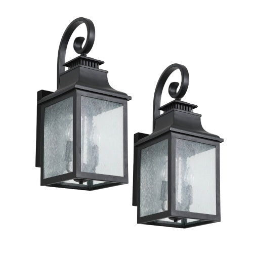 Large Outdoor Glass Wall Light – Versatile Bulb Compatible, 2-Pack