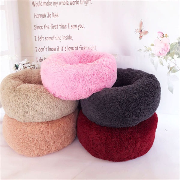 Round Plush Cat Bed Mattress – Long Hairy Cozy Nest Pad for Autumn & Winter