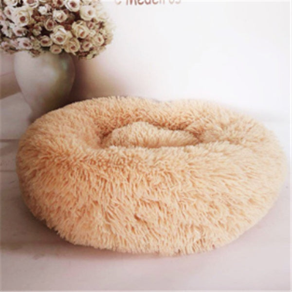 Round Plush Cat Bed Mattress – Long Hairy Cozy Nest Pad for Autumn & Winter