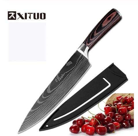 Premium 7Cr17 Stainless Steel Chef Knife – Razor Sharp Kitchen Knife with Damascus Pattern