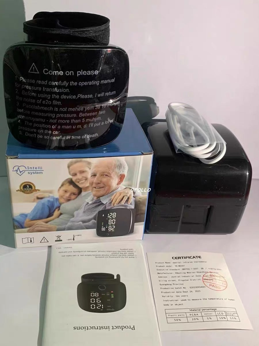 Rechargeable Wrist Blood Pressure Monitor – Digital LCD, Portable & Accurate