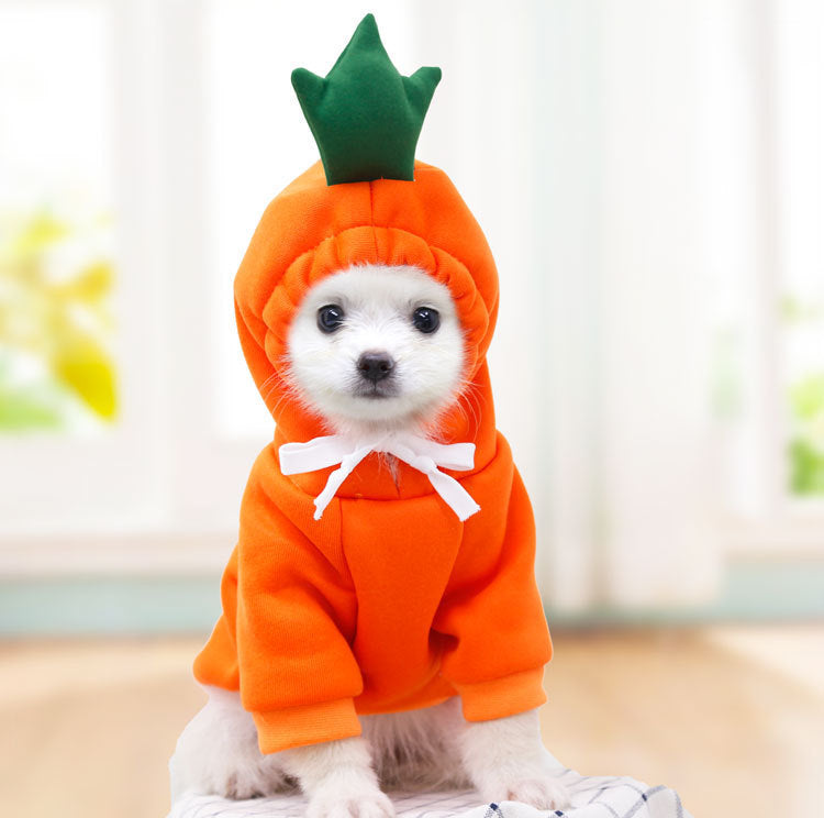 Cute Fruit Hoodie Dog Clothes – Winter Warm Fleece Pet Coat for Small Dogs & Puppies