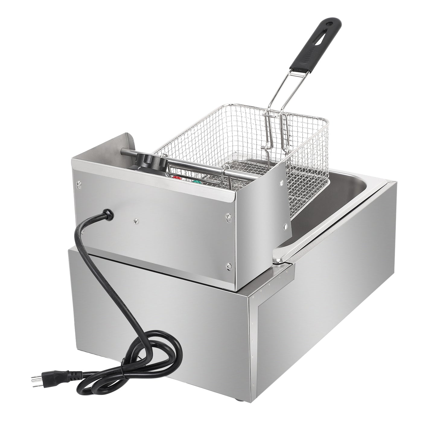 Stainless Steel Electric Deep Fryer – Single Basket Countertop Fryer for Home & Kitchen