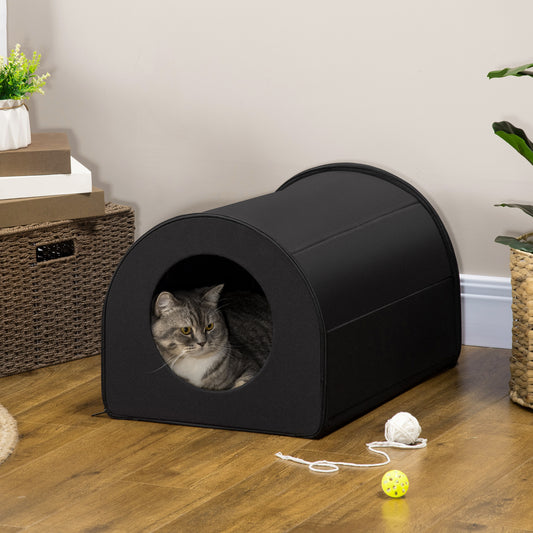 Heated Double-Wide Outdoor Cat House – Water-Resistant Winter Shelter for Multiple Cats (Black)