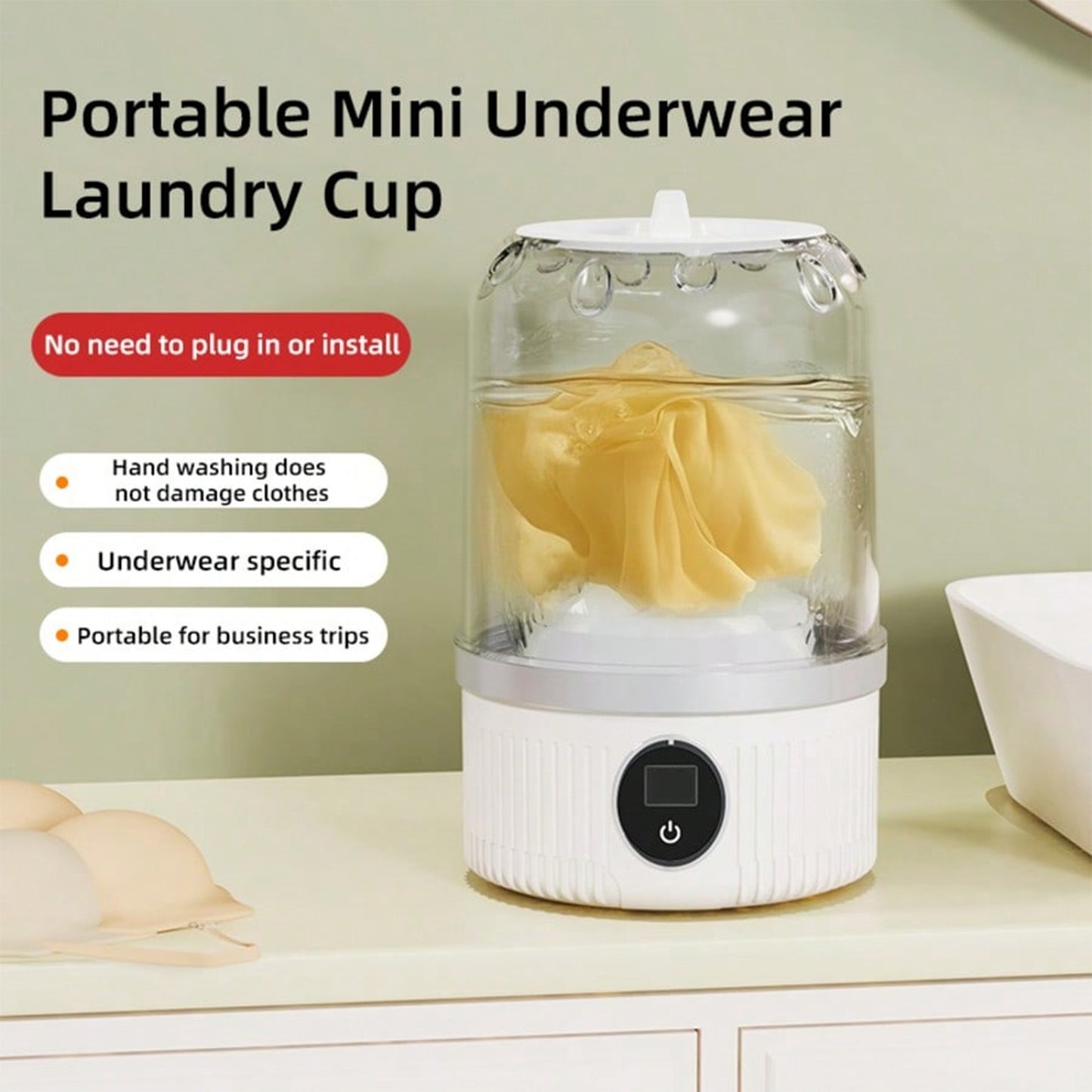 Portable Mini Washing Machine – USB Rechargeable Travel Washer for Baby Clothes, Underwear & Socks
