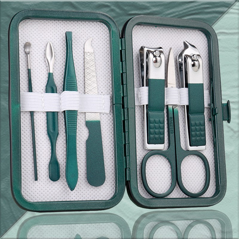 Professional Stainless Steel Manicure & Pedicure Nail Clipper Set – Emerald Green Grooming Kit with Travel Case