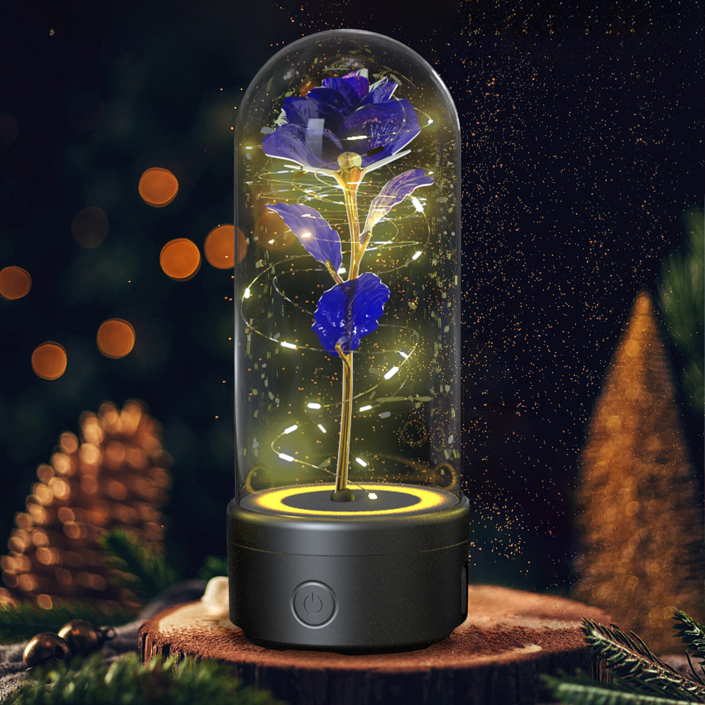 2-in-1 Rose LED Night Light with Bluetooth Speaker – Romantic Glass Rose Lamp Valentine’s Day Gift