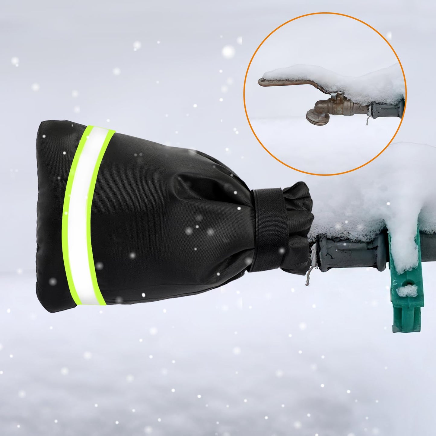 3PCS Outdoor Faucet Covers – Thick Insulated Faucet Socks for Winter Freeze Protection, Reflective Black