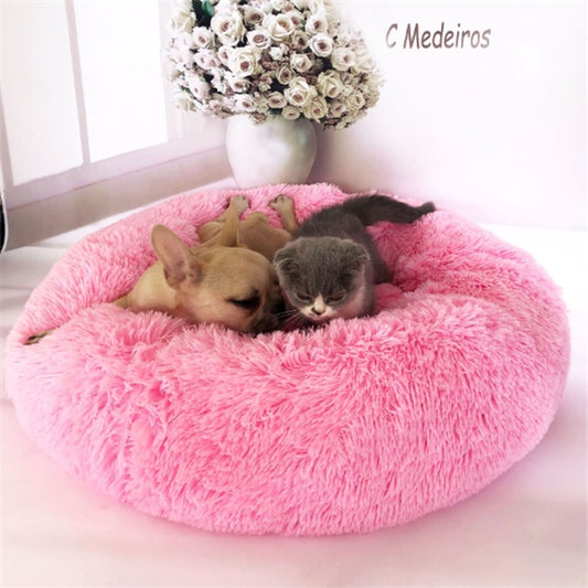 Round Plush Cat Bed Mattress – Long Hairy Cozy Nest Pad for Autumn & Winter