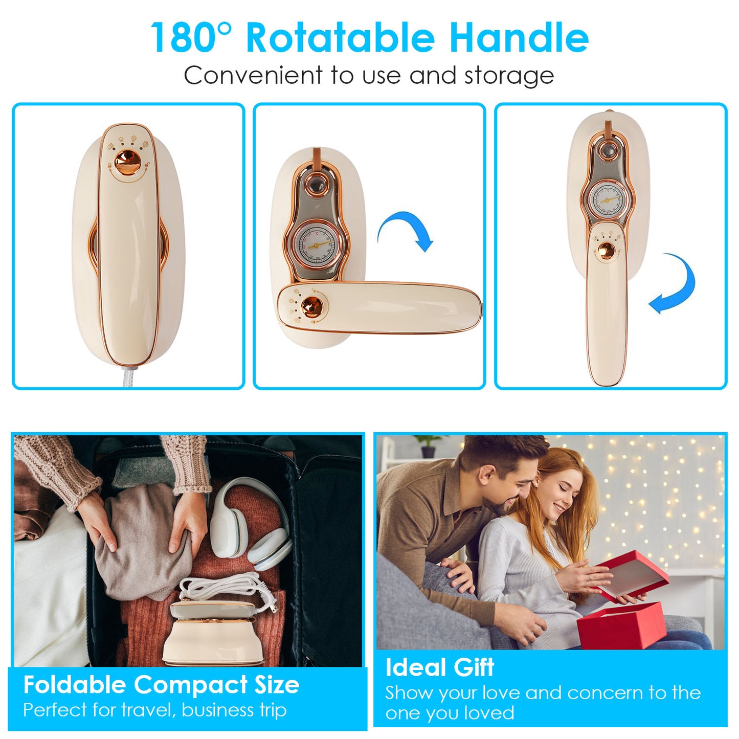 1200W Foldable Handheld Garment Steamer – Wet & Dry Iron with Temperature Display