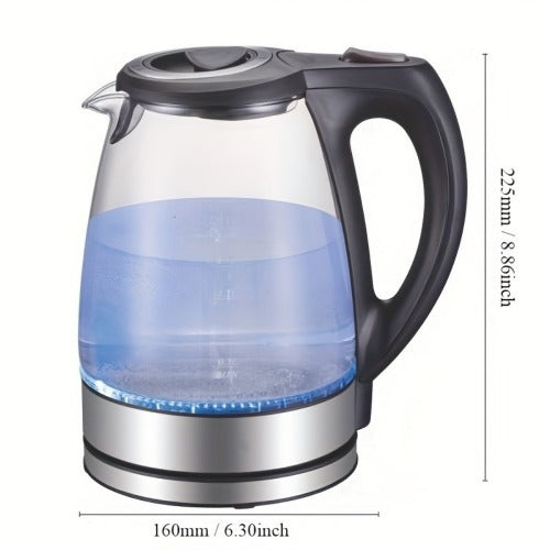 1.7L Electric Glass Kettle – 1200W Fast Boil with Stainless Steel Filter (Black)