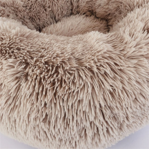 Round Plush Cat Bed Mattress – Long Hairy Cozy Nest Pad for Autumn & Winter