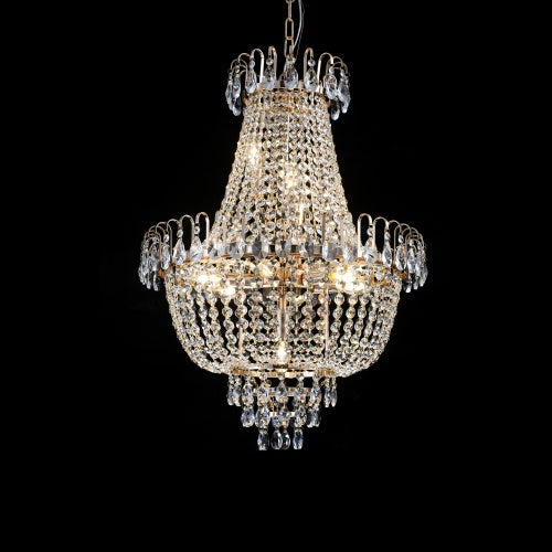 Golden Crystal Chandelier – Large Modern Luxury Lighting for Living Room, Dining, Bedroom & Hallway
