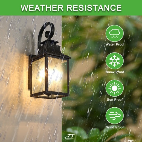 Large Outdoor Glass Wall Light – Versatile Bulb Compatible, 2-Pack