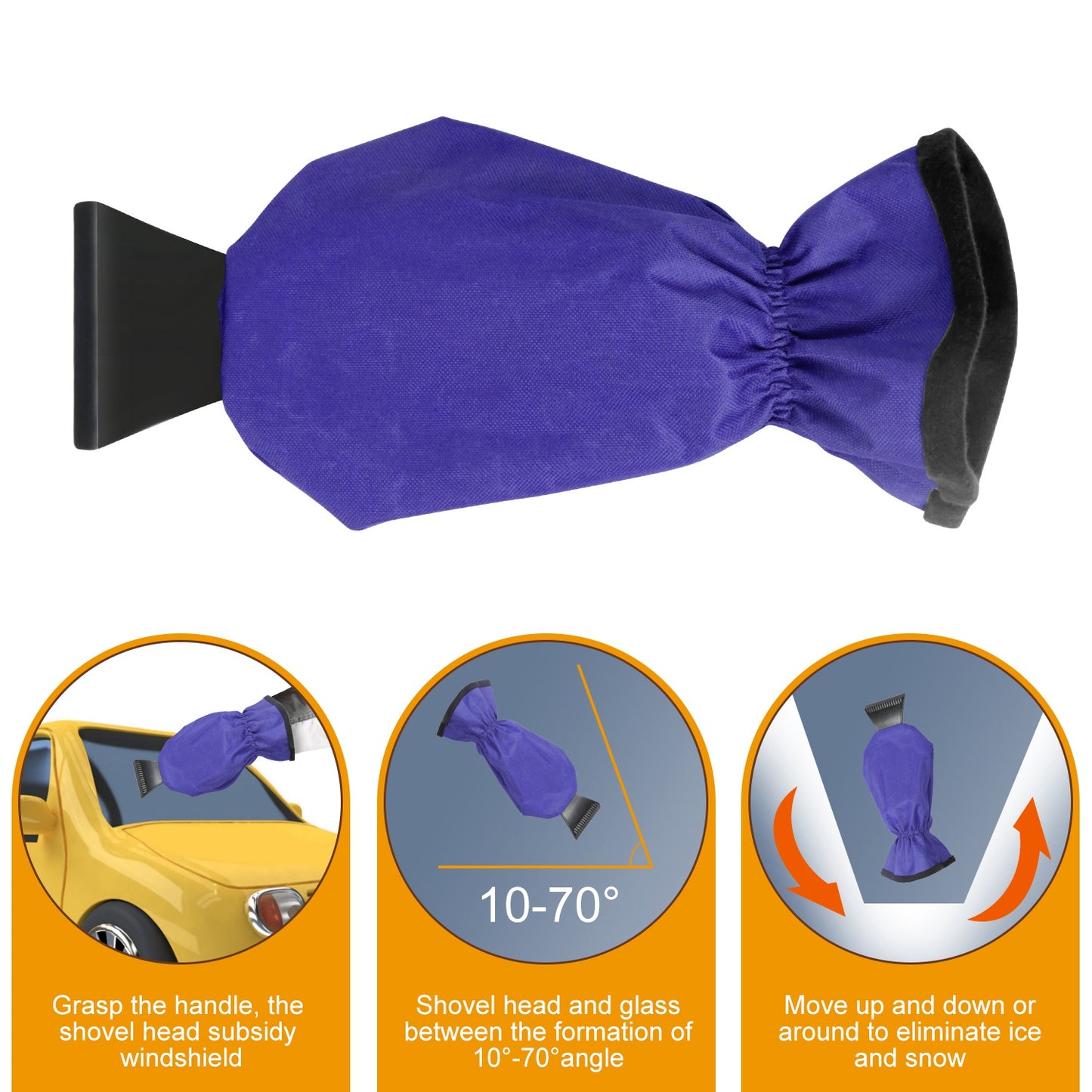 Fleece-Lined Ice Scraper Glove for Car Windshield – Waterproof, Cold-Resistant Winter Snow & Ice Remover Mitt 1 Piece