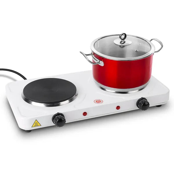 2000W Double Electric Hot Plate – Portable Dual Burner Countertop Stove with 5-Level Heat Control
