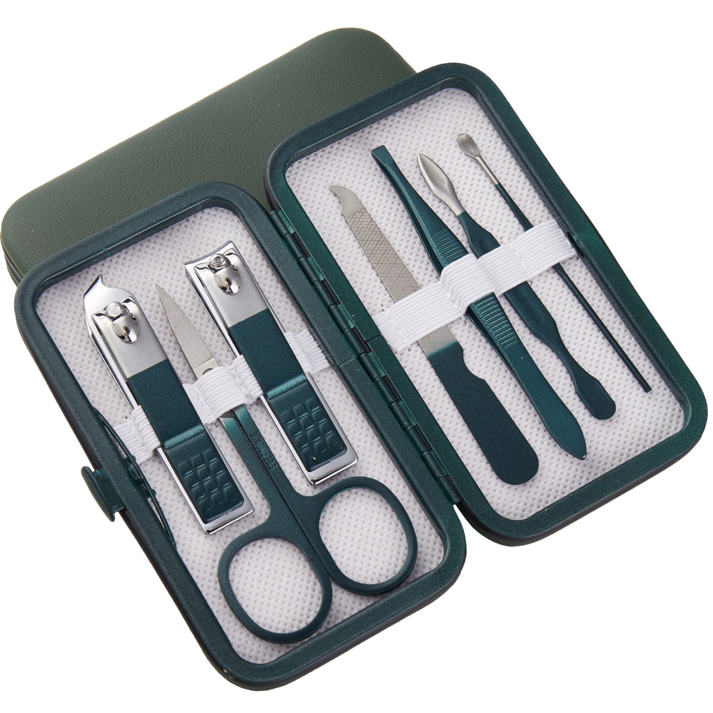 Professional Stainless Steel Manicure & Pedicure Nail Clipper Set – Emerald Green Grooming Kit with Travel Case