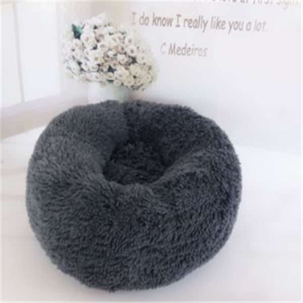 Round Plush Cat Bed Mattress – Long Hairy Cozy Nest Pad for Autumn & Winter