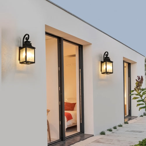 Large Outdoor Glass Wall Light – Versatile Bulb Compatible, 2-Pack
