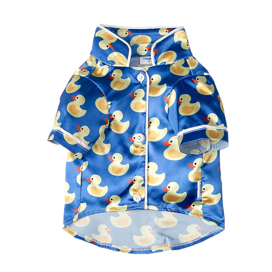 Cute Duck Pet Pajamas for Dogs & Cats – Soft Polyester Autumn & Winter Home Wear (Blue)