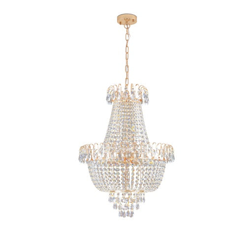 Golden Crystal Chandelier – Large Modern Luxury Lighting for Living Room, Dining, Bedroom & Hallway
