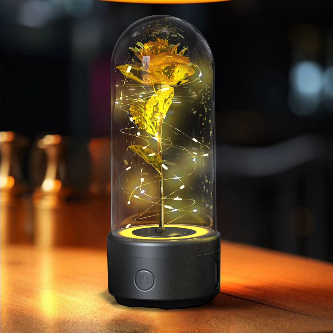2-in-1 Rose LED Night Light with Bluetooth Speaker – Romantic Glass Rose Lamp Valentine’s Day Gift