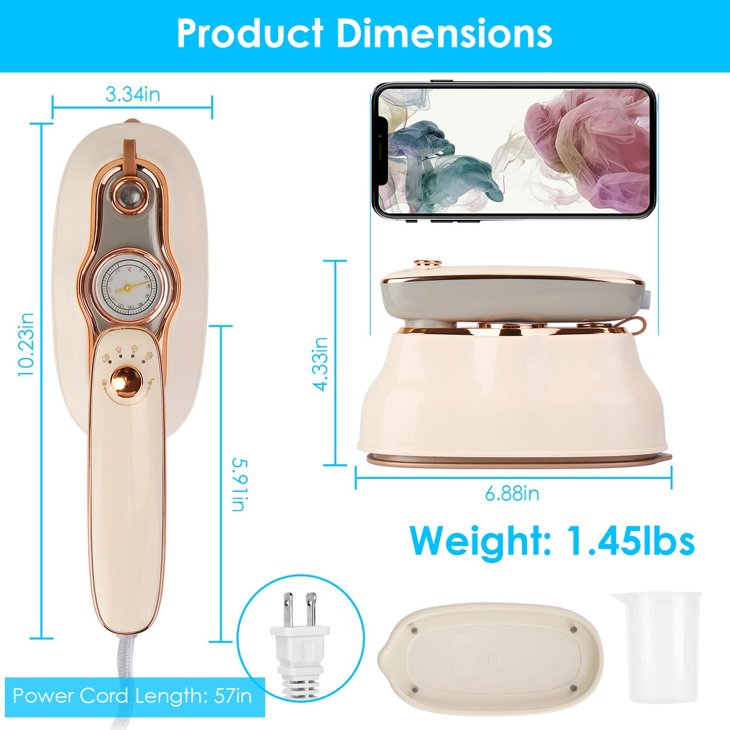 1200W Foldable Handheld Garment Steamer – Wet & Dry Iron with Temperature Display