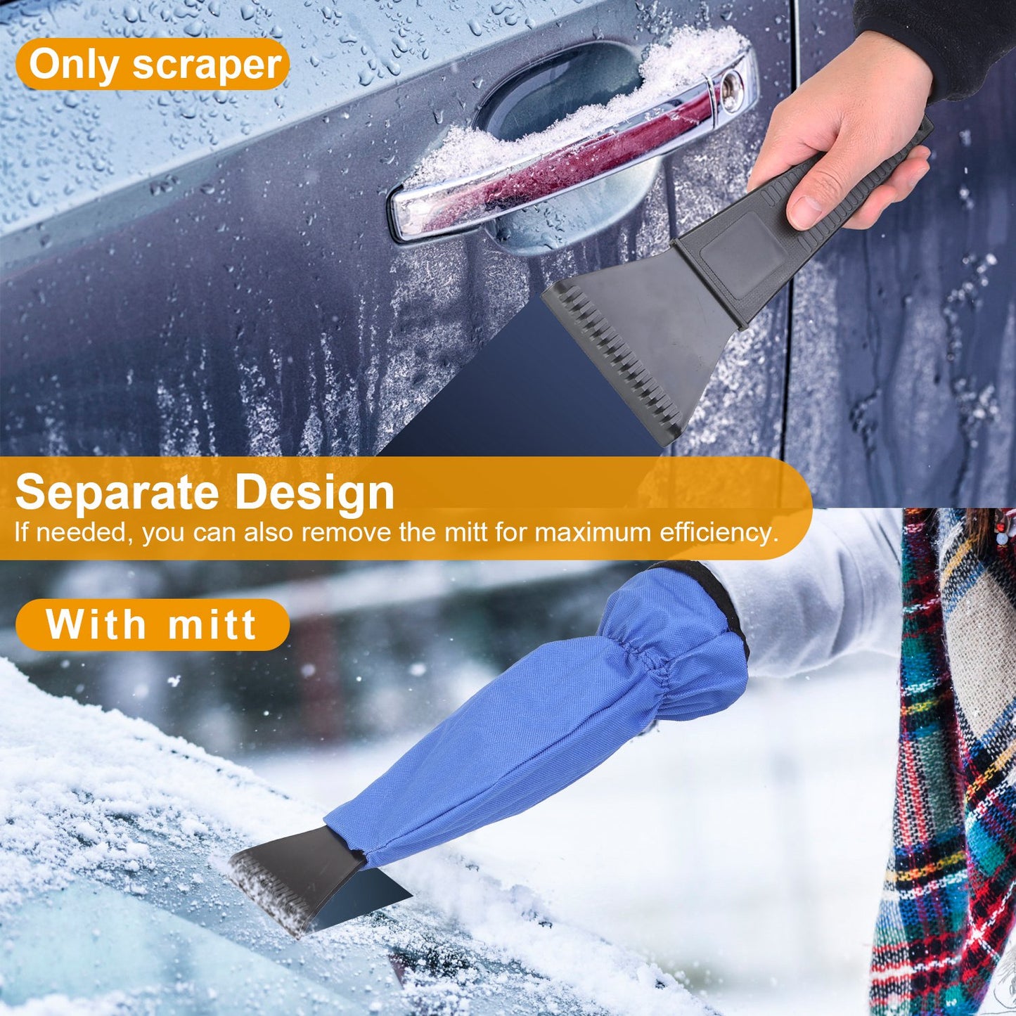 Fleece-Lined Ice Scraper Glove for Car Windshield – Waterproof, Cold-Resistant Winter Snow & Ice Remover Mitt 1 Piece