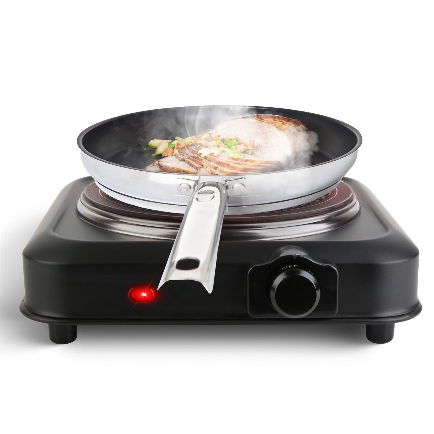 1200W Infrared Portable Electric Hot Plate – 7.5” Glass Cooktop with Adjustable Temperature