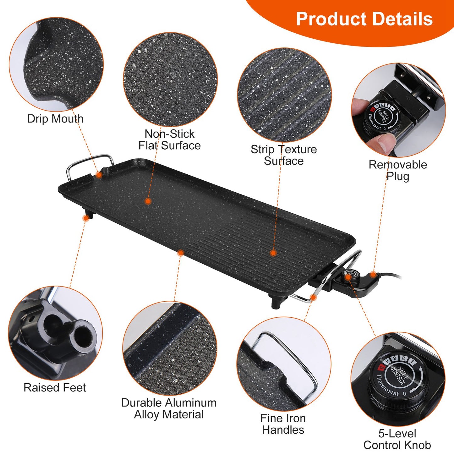 Electric Tabletop BBQ Grill & Hot Plate – Non-Stick Indoor & Outdoor Griddle