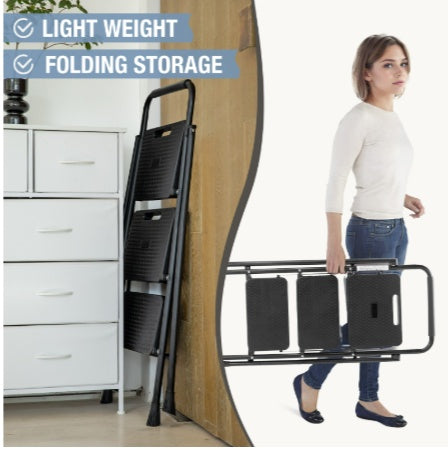 Household 3-Layer Portable Step Ladder – Foldable, Stable & Safe