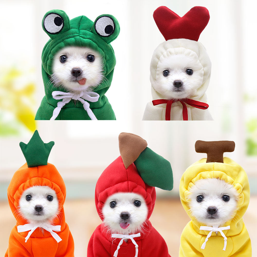 Cute Fruit Hoodie Dog Clothes – Winter Warm Fleece Pet Coat for Small Dogs & Puppies
