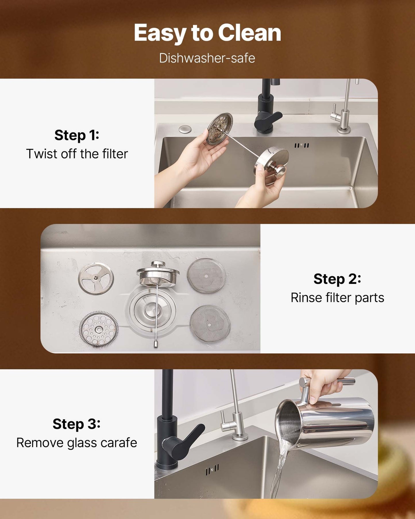 34oz Stainless Steel French Press Coffee Maker – Silver, Durable & Elegant Coffee Brewer