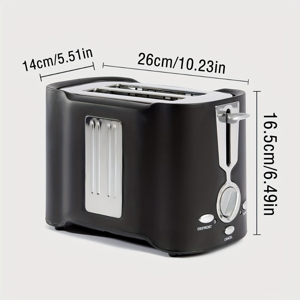 2-Slice Stainless Steel Toaster – Quick, Even Toasting with Wide Slots & Easy-Clean Crumb Tray