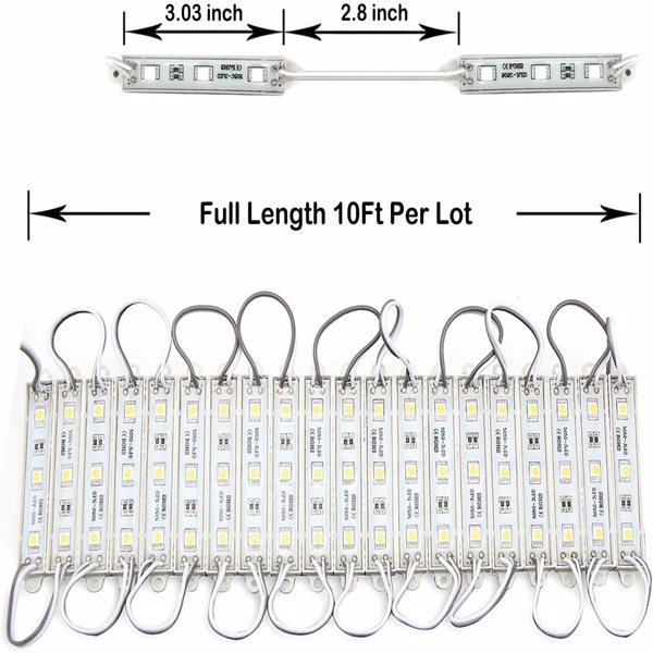 LED Waterproof Module Light – 60 LEDs, 10ft White Strip, Durable Outdoor Lighting
