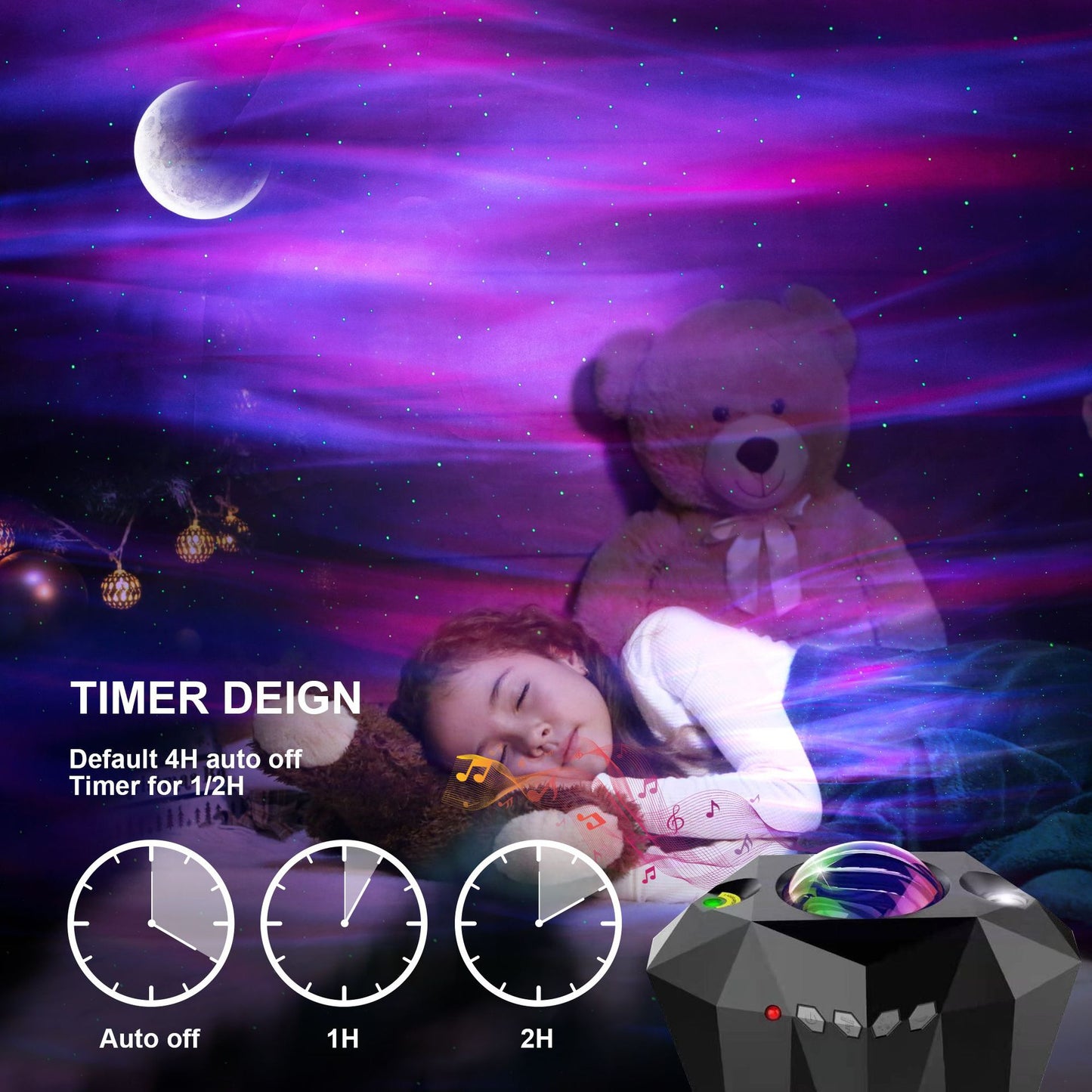 USB Ocean Wave Bluetooth Star Projector Lamp – Music Night Light for Bedroom & Party