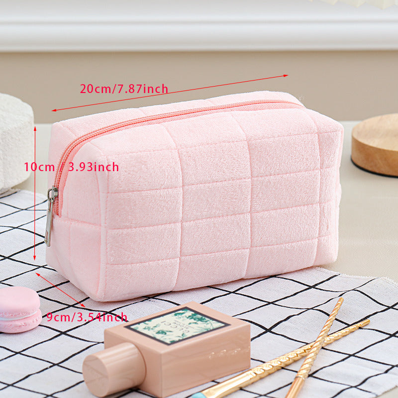 4pcs Cute Fluffy Cosmetic Bags – Large Capacity Plush Makeup Pouches for Women, Autumn & Winter Portable Storage
