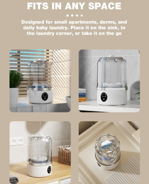 Portable Mini Washing Machine – USB Rechargeable Travel Washer for Baby Clothes, Underwear & Socks