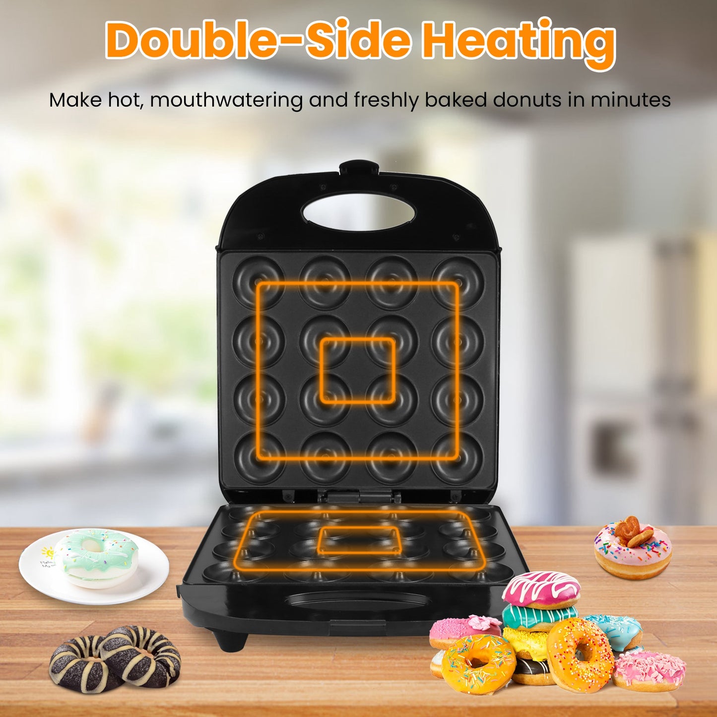 Mini Donut Maker Machine – 16-Hole Non-Stick Electric Doughnut Maker for Snacks & Desserts