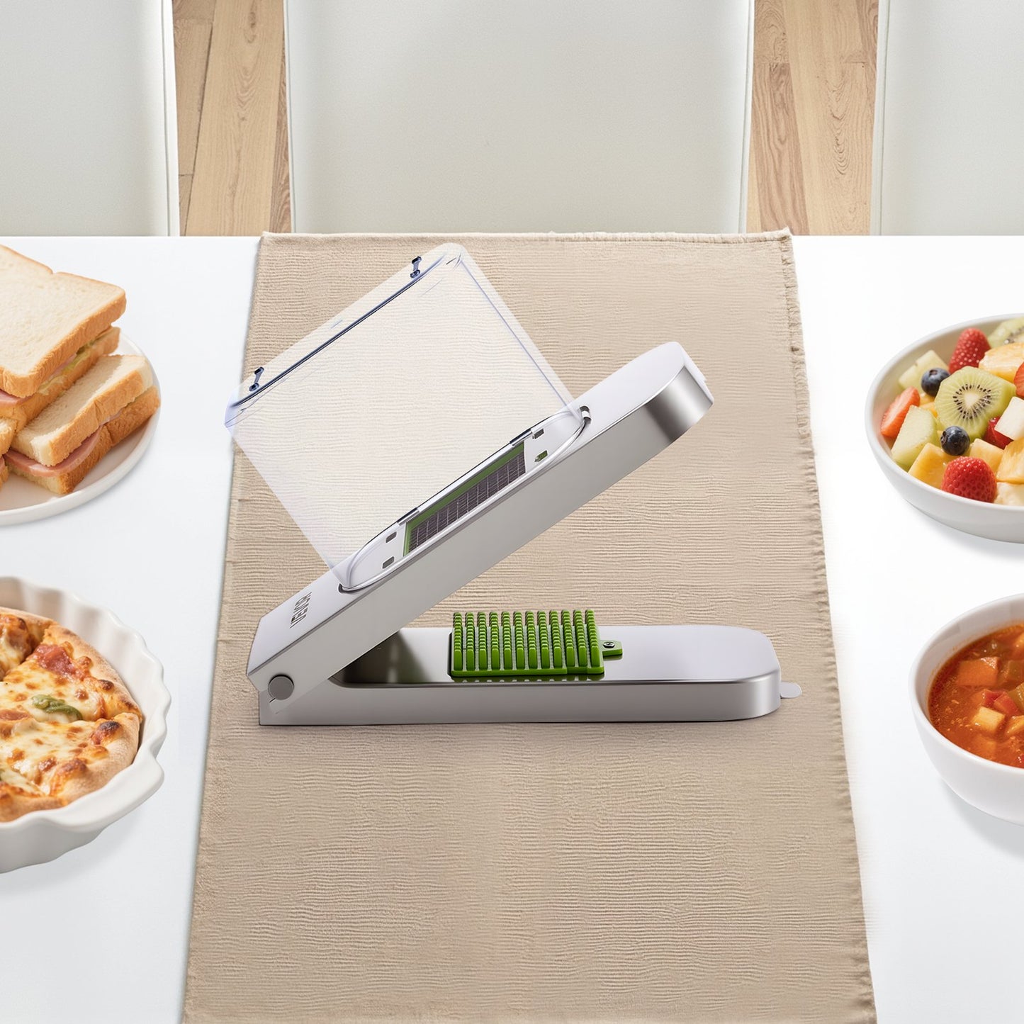 Vegetable Chopper & Onion Slicer – 3-in-1 Stainless Steel Veggie Cutter with Container