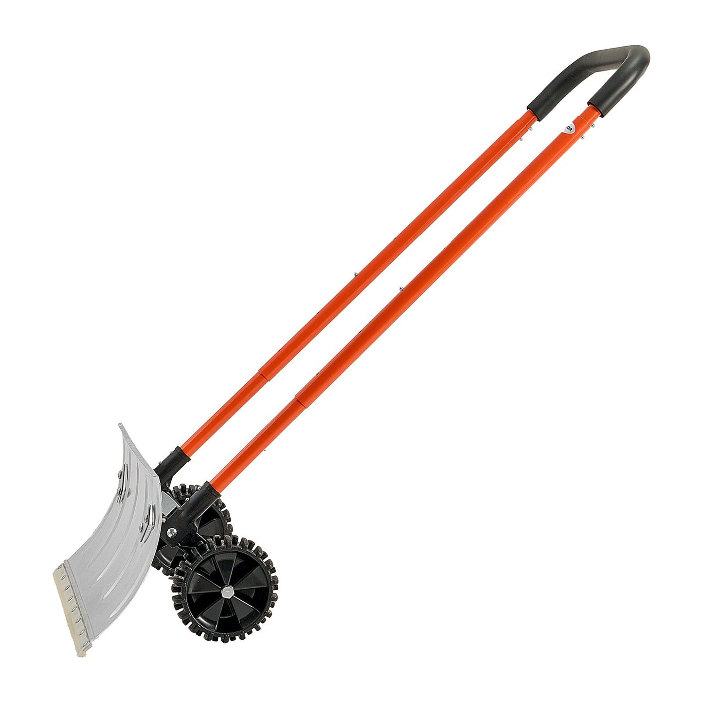24” Heavy-Duty Snow Pusher Shovel with Wheels – Metal Snow Plow for Driveways, Sidewalks & Garages