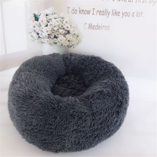 Round Plush Cat Bed Mattress – Long Hairy Cozy Nest Pad for Autumn & Winter