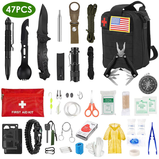 47-in-1 Survival Gear Bag – Emergency Kit for Outdoors, Camping & Travel