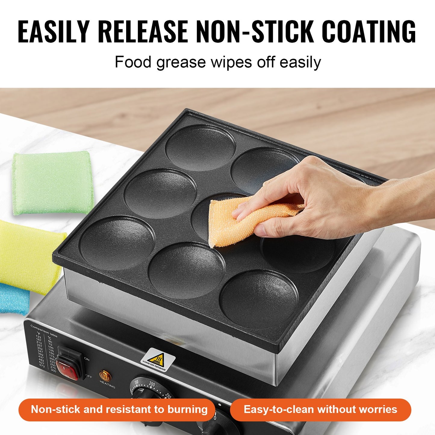 9PCS 76mm Dutch Pancake & Dorayaki Maker – 850W Commercial Non-Stick Pan
