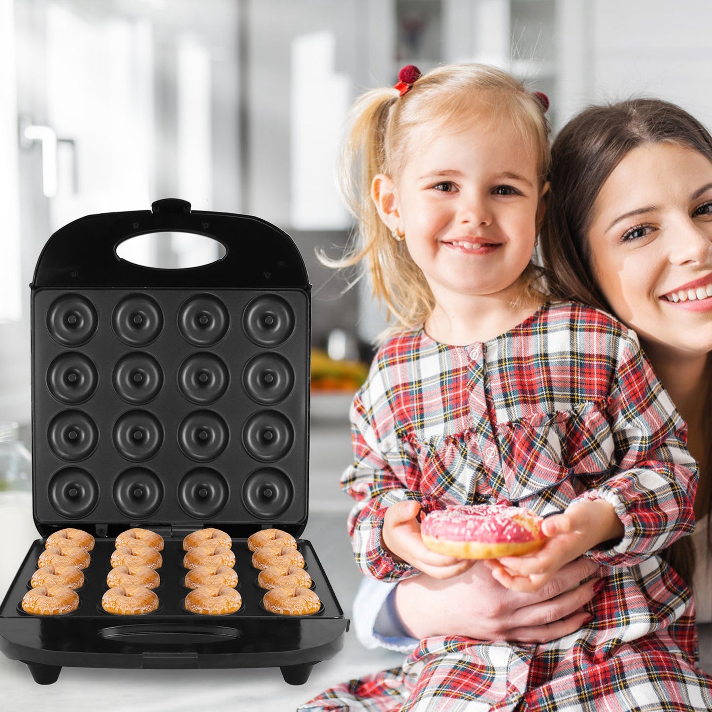 Mini Donut Maker Machine – 16-Hole Non-Stick Electric Doughnut Maker for Snacks & Desserts