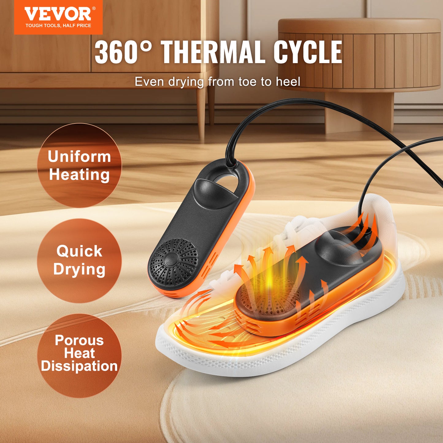 VEVOR Portable Boot & Shoe Dryer – Auto Temperature Control for Winter, Rainy Seasons & Travel